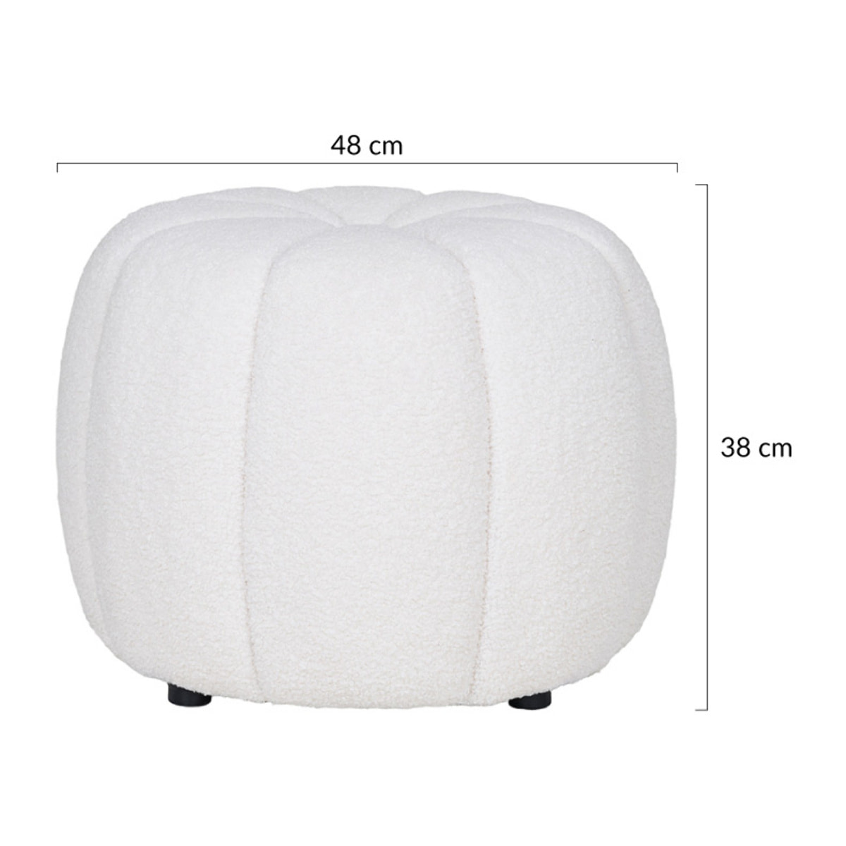 Helda - pouf - en tissu bouclette - Ecru