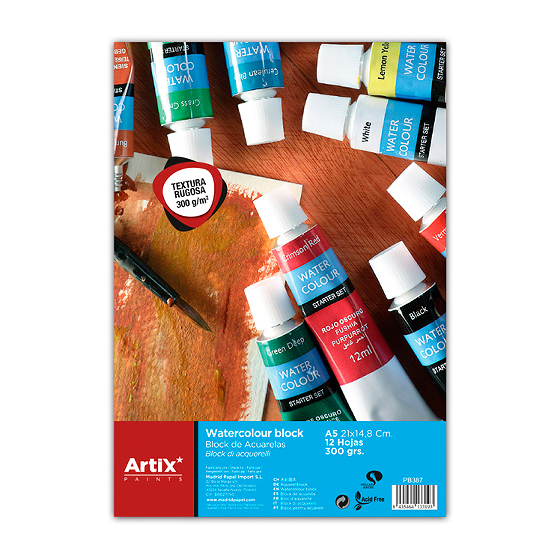 PACK 12 UDS BLOCCO ACQUARELLA A5 TEXTURA RUVIDA 300 g/m²