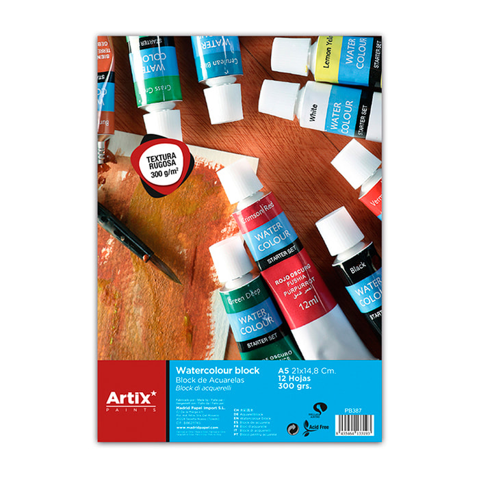 PACK 12 UDS BLOCCO ACQUARELLA A5 TEXTURA RUVIDA 300 g/m²