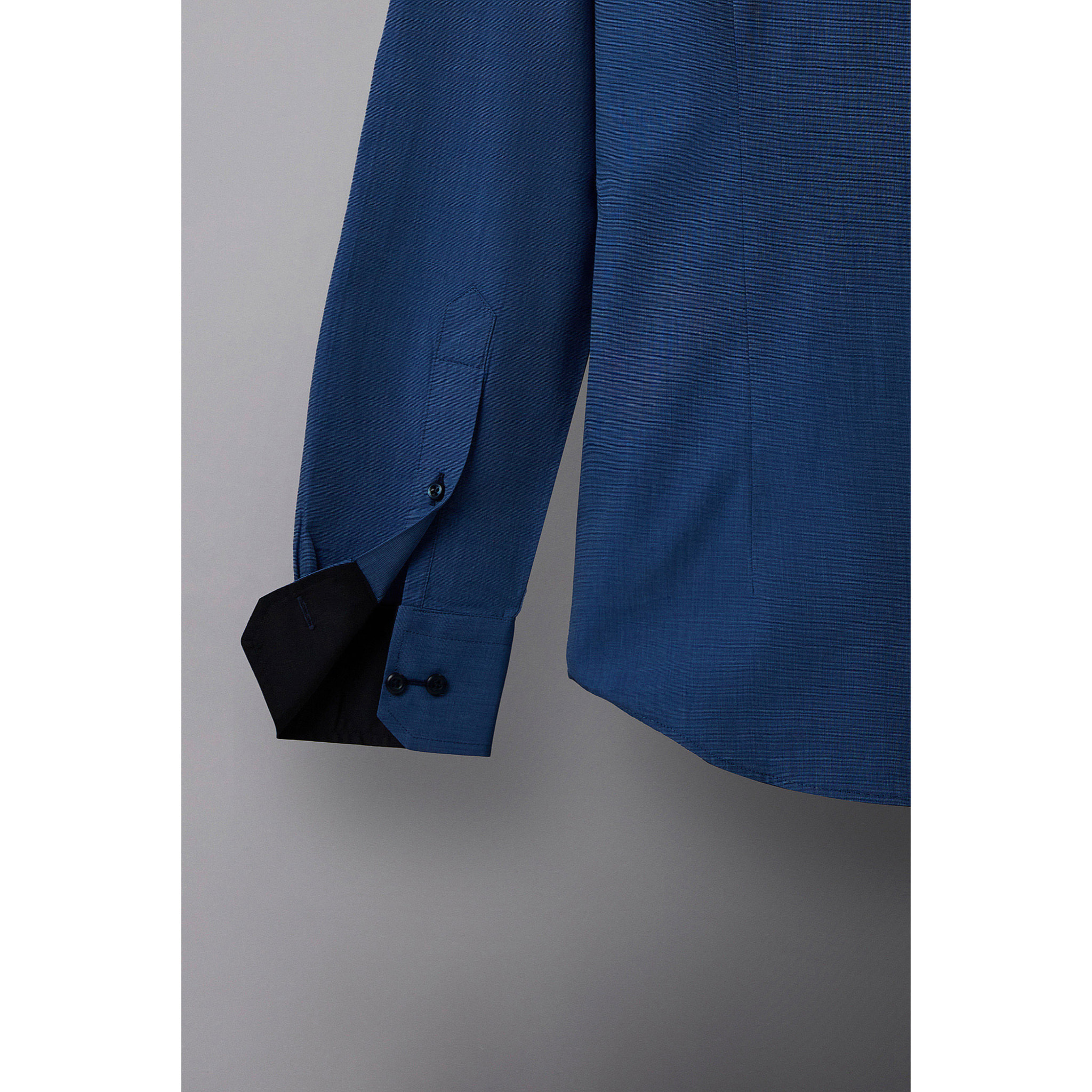 Camicia Uomo 1 Bottone Morbido Fil a fil Unito Blu Inchiostro