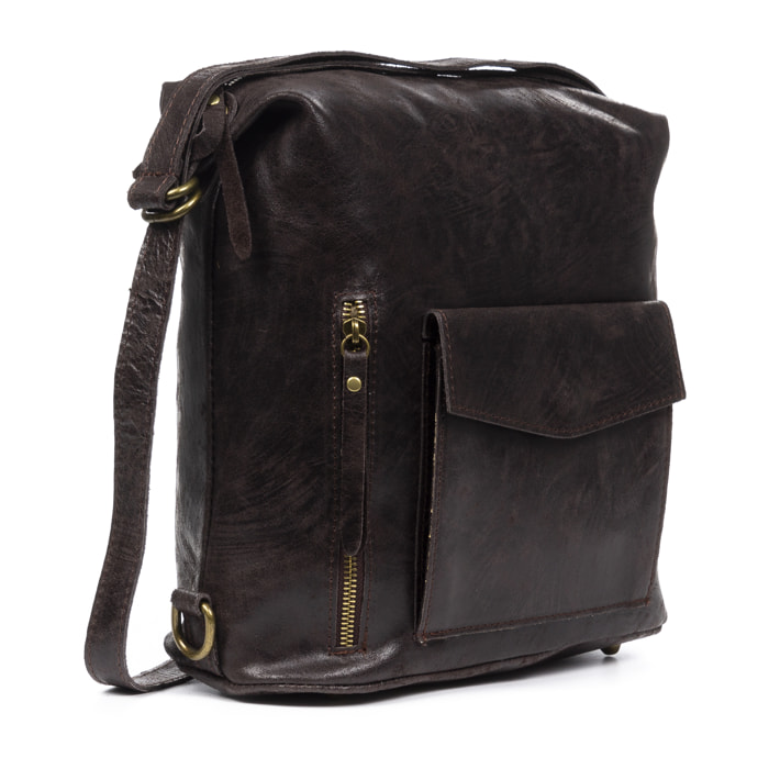 Irene Borsa a Spalla Zaino Donna.Pelle Autentica Scamosciata Lavata a Pietra