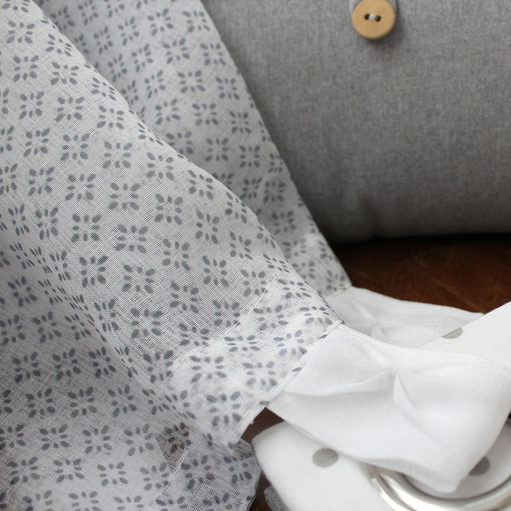 Voilage œillets à motifs géométriques - Gris
