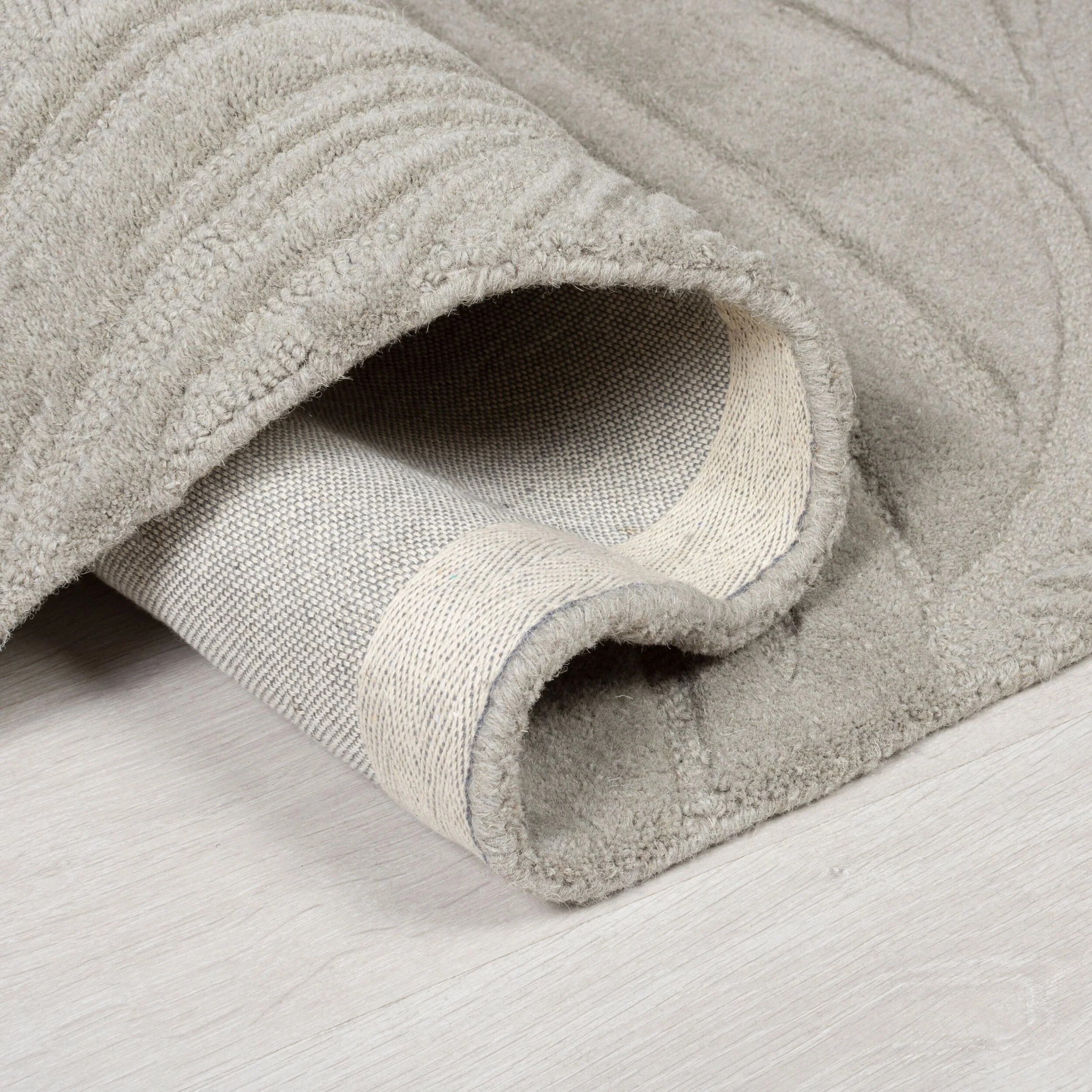 Tapis en laine rond FEUILLAGE Gris