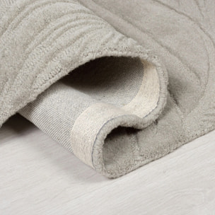 Tapis en laine rond FEUILLAGE Gris