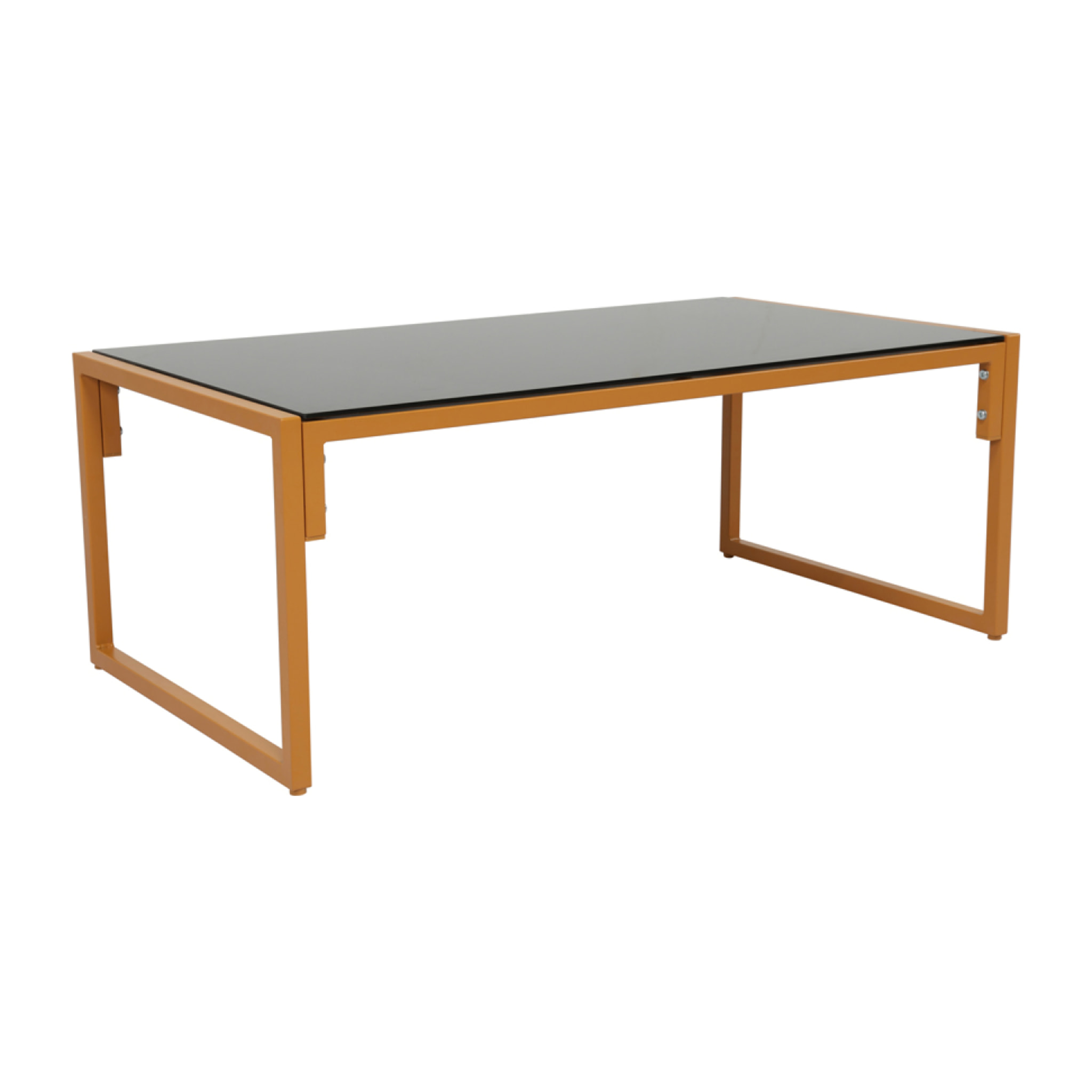 LANA Salon de jardin 5 places contemporain marron et coussins beiges