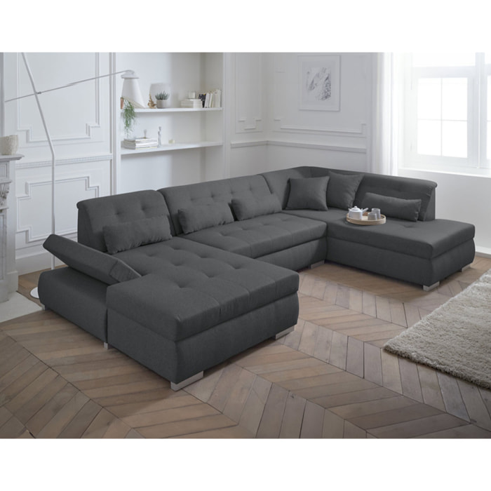 Vermont - canapé panoramique d'angle droit - 7 places - XXL - Gris foncé