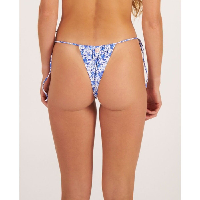 Braga de bikini brasileña con lazos y estampado de flores