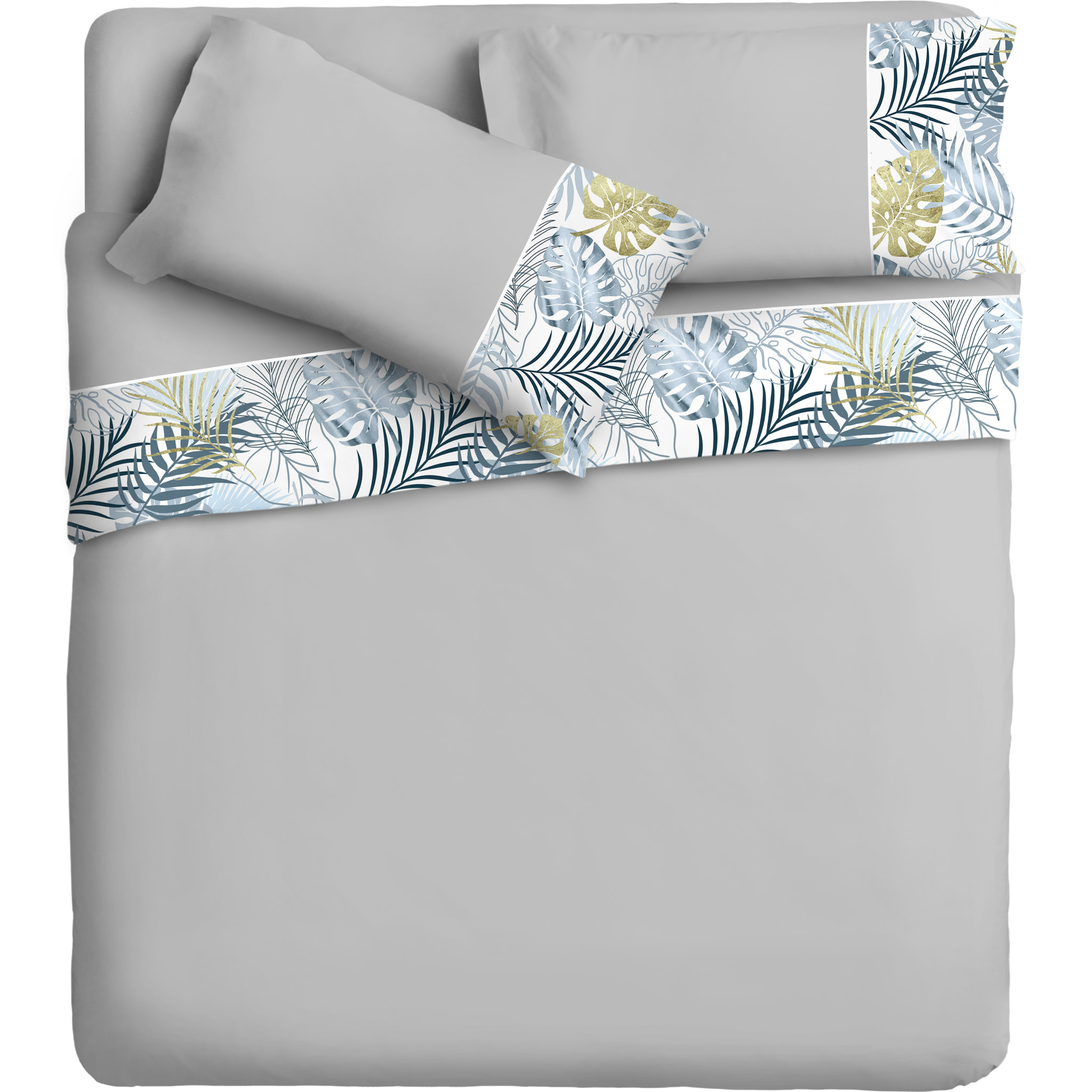 Completo letto Armonie IPERSAN Puro Cotone Tropical Grigio