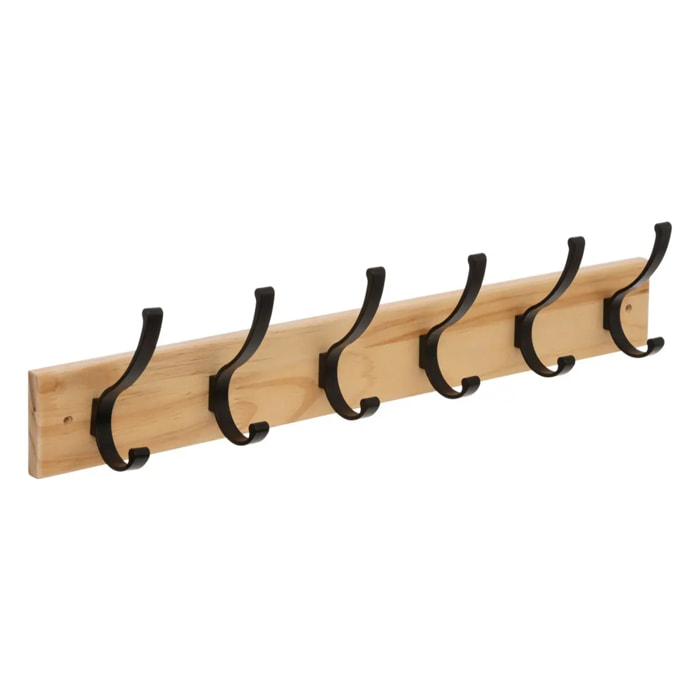 Patère 6 têtes bois/metal