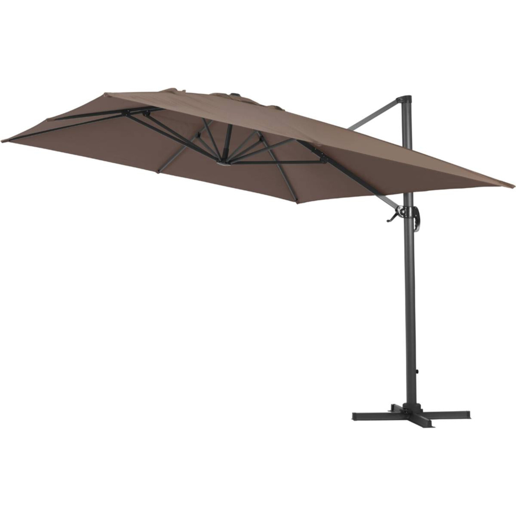 Parasol jardin déporté Alu "Sun 4" - Rectangle - 3 x 4 m + Housse de protection - Taupe