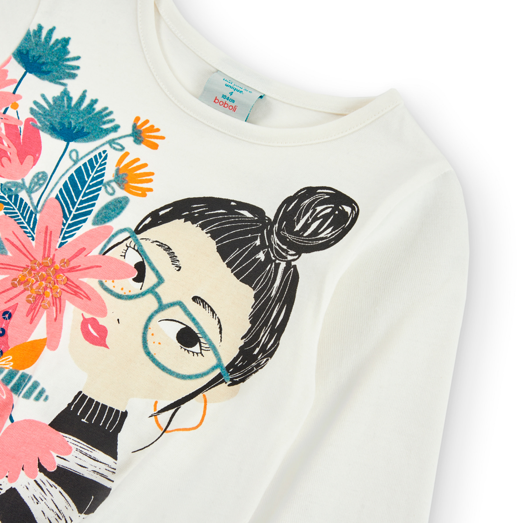 Camiseta punto "flores" de niña