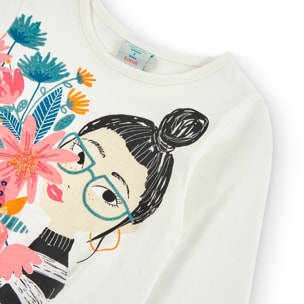 Camiseta punto "flores" de niña