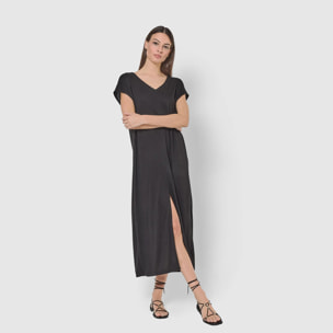Vestido largo viscosa negro