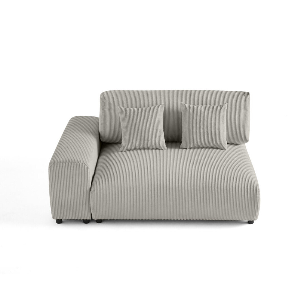 Garance - module d'assise 2 places avec accoudoir gauche - en velours côtelé - Gris clair