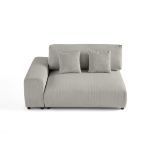 Garance - module d'assise 2 places avec accoudoir gauche - en velours côtelé - Gris clair