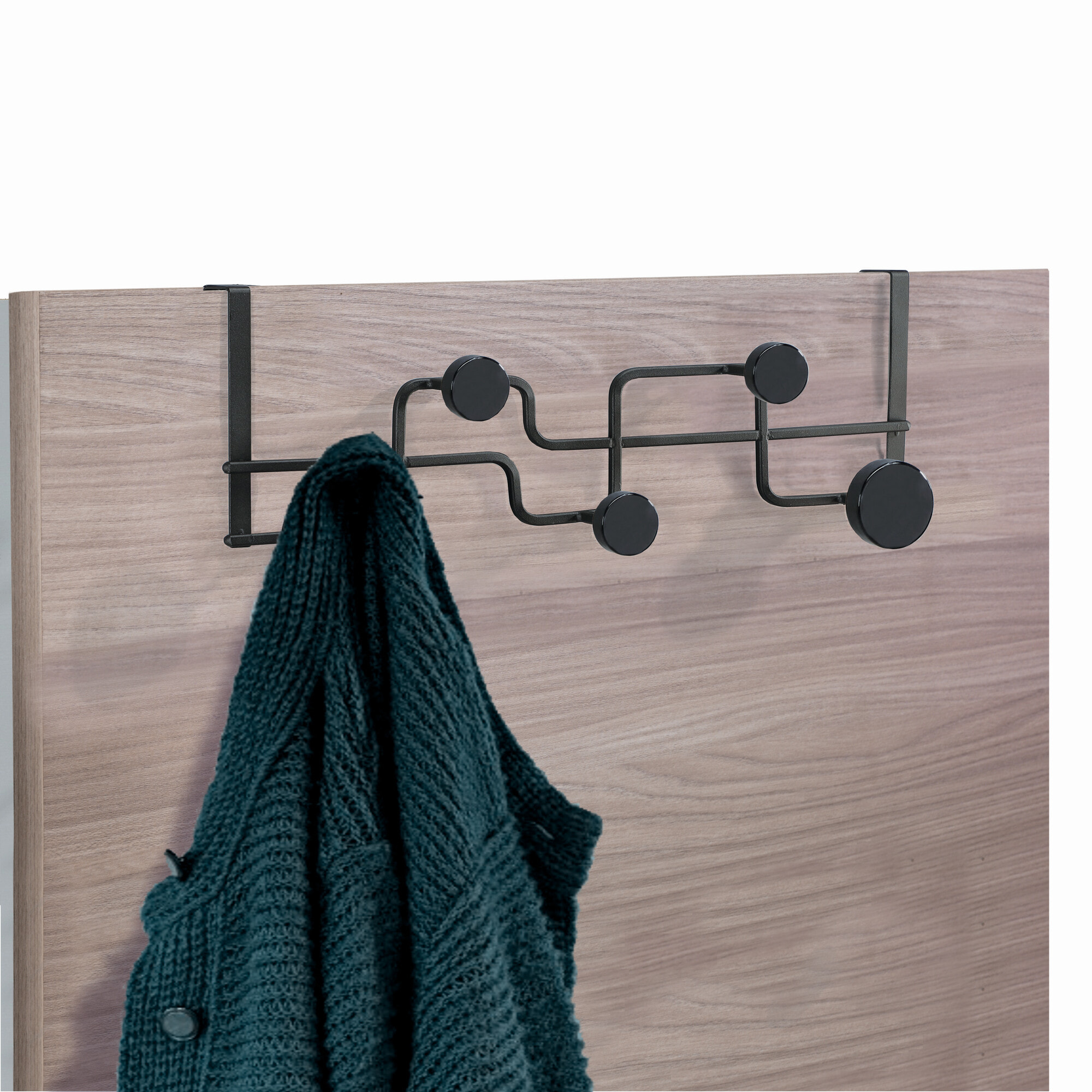 Porte-manteau Tomasucci ANYA, en acier et MDF, noir, 50 × 11 × 16 cm