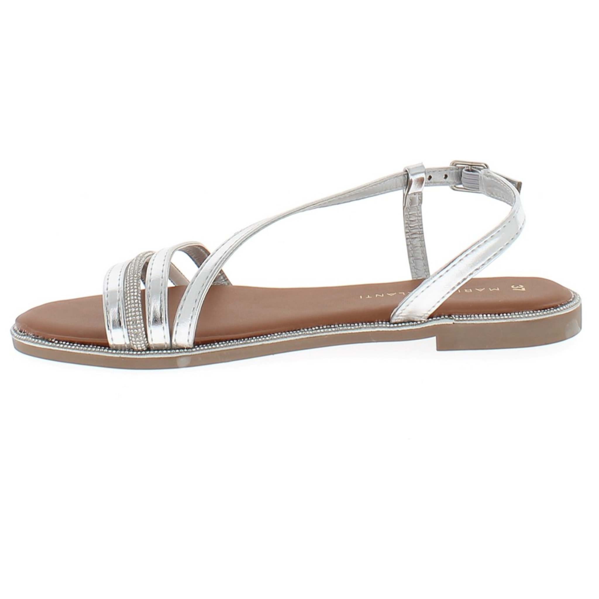 Marina Galanti Scarpe Donna Flat Braided Sandals Jewel MG 1E164 Silver