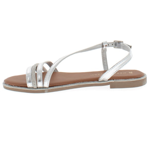 Marina Galanti Scarpe Donna Flat Braided Sandals Jewel MG 1E164 Silver