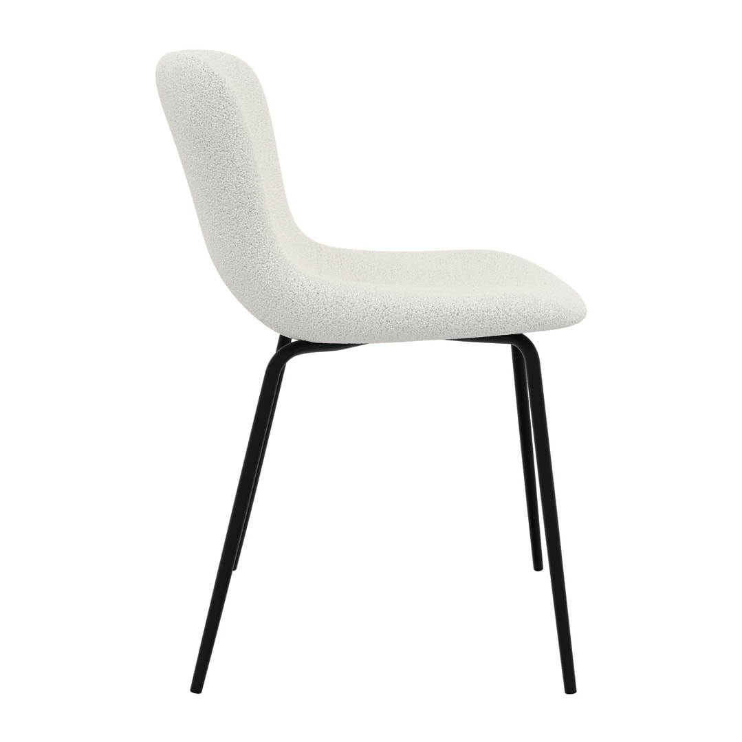 Lot de 2 chaises effet laine bouclette blanche et pieds en métal - Koko