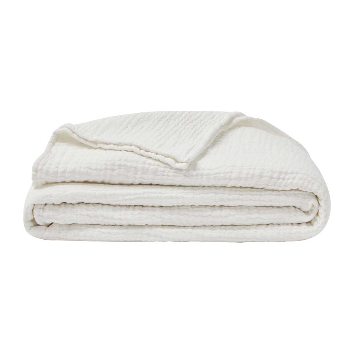 Couvre lit uni en gaze de coton, JAZZY, Blanc