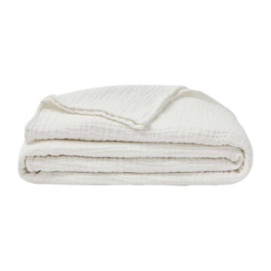 Couvre lit uni en gaze de coton, JAZZY, Blanc