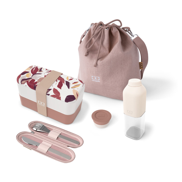Set repas lunch box 2 étages 1L rose Vegetal + accessoires