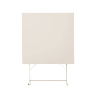 Table de jardin bistrot pliante métal + 2 assises beige 70 x 70cm. acier thermolaqué