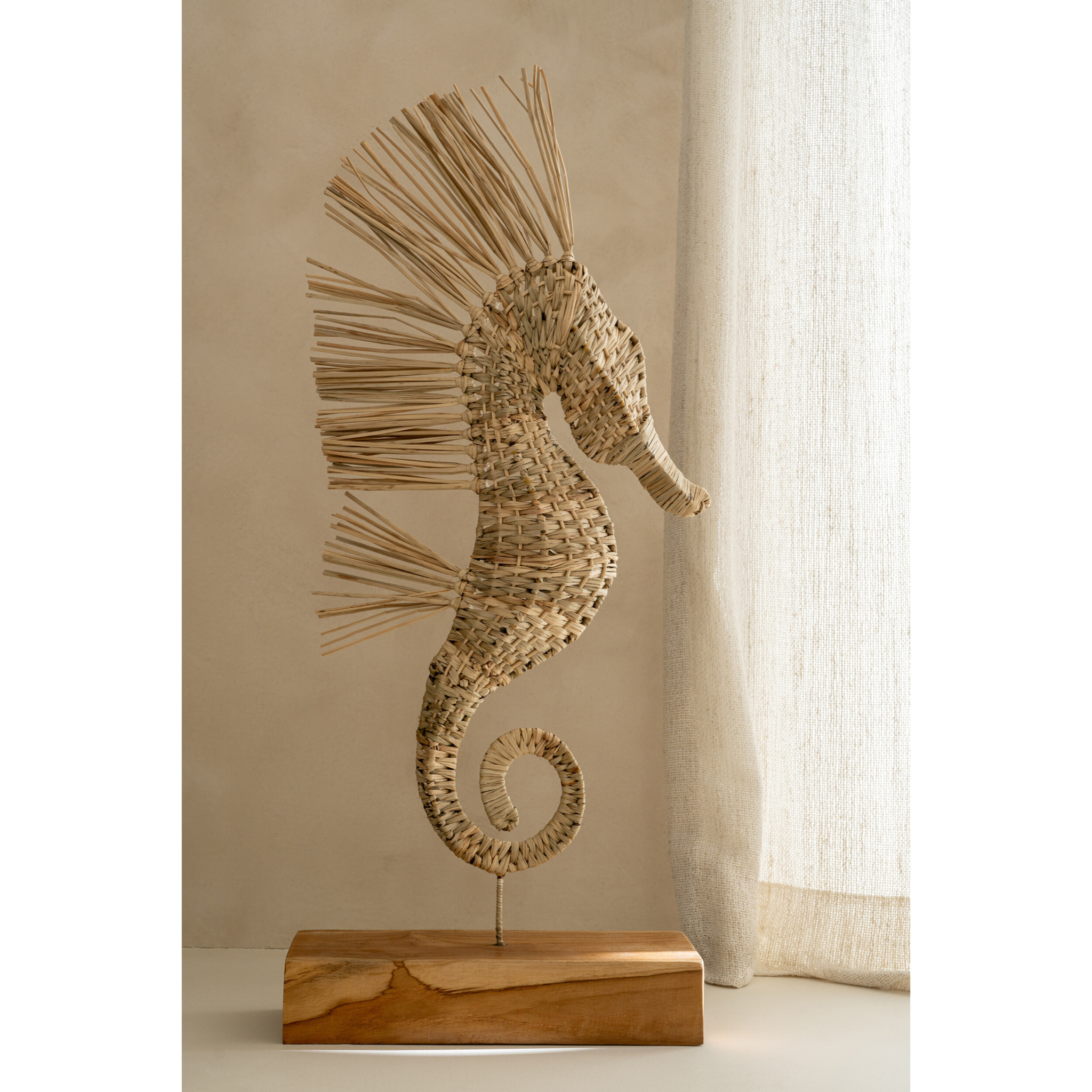 J-Line Hippocampe sur Pied - rotin - naturel - small