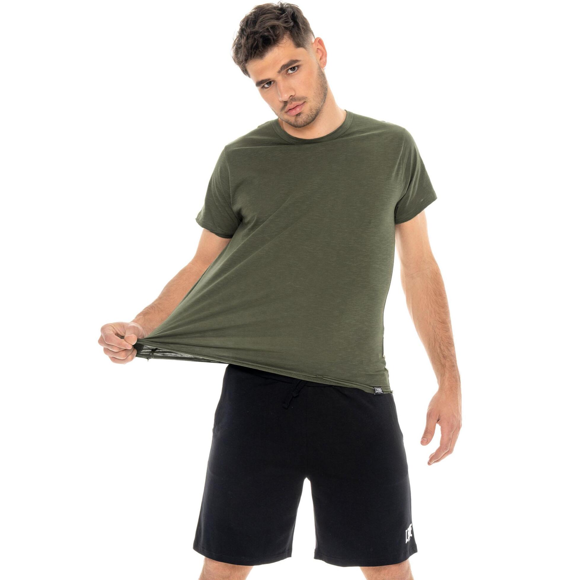 Maglietta uomo maniche corte in slub piccolo logo