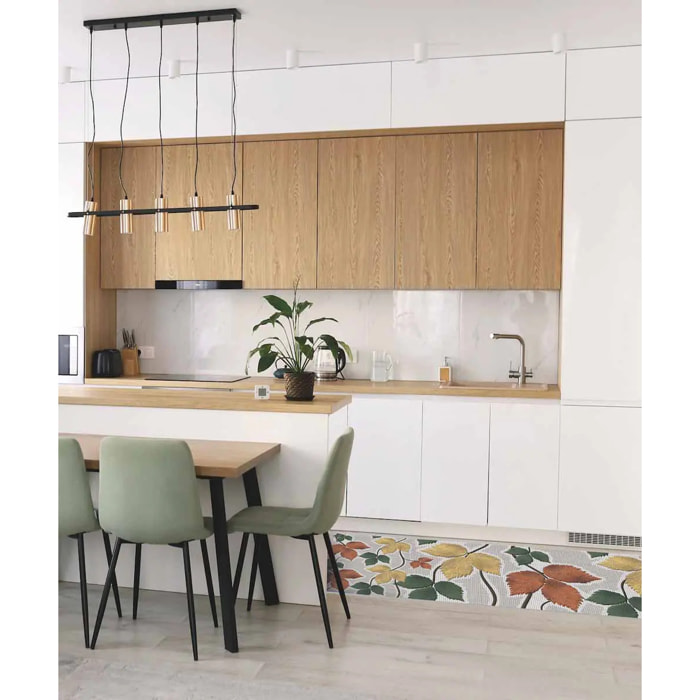Passatoia tappeto cucina bagno ingresso multiuso, disegno foglie vino cantina