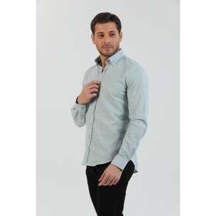 camicia uomo 1 bottone button down slim Armaturato Fantasia Verde Pistacchio