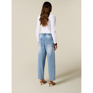 Oltre - Jeans barrel con cristalli davanti - Azzurro