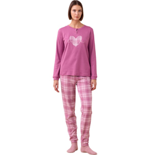 Pigiama donna caldo cotone felpato articolo cuoricino. Noidinotte