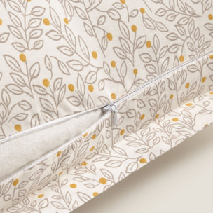 Funda cojín algodón sostenible hojas Foja color amarillo 100% Algodón percal