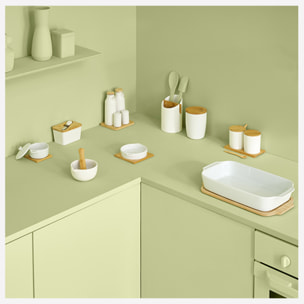 Cocotte céramique 10 cm Bambou et Blanc Seramik
