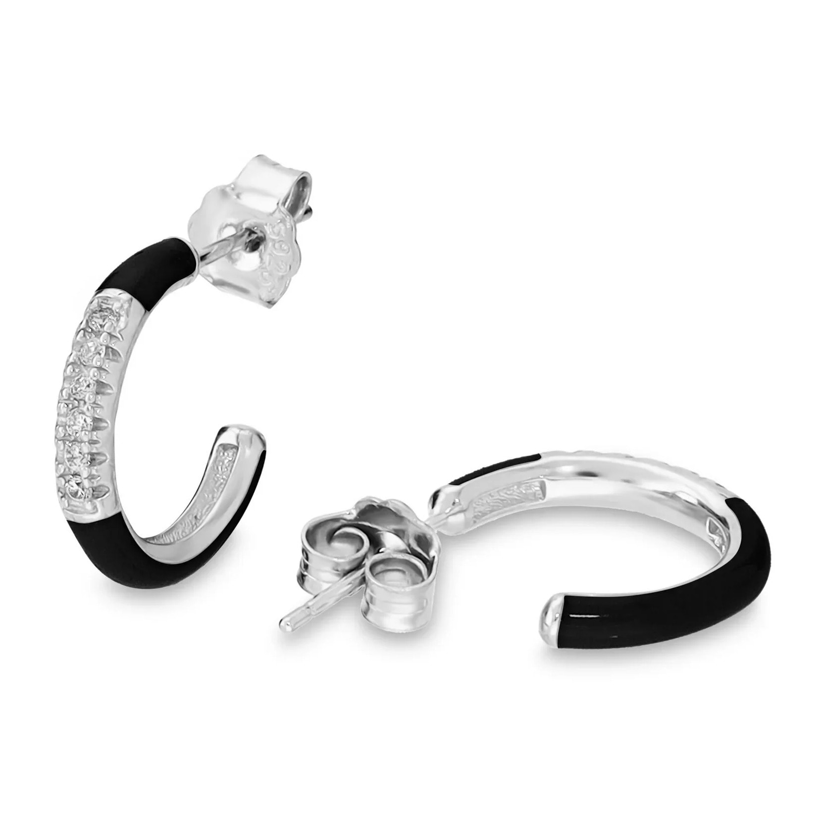 Orecchini Smaltati Azzurri in Argento 925 con Pavé di Cubic Zirconia
