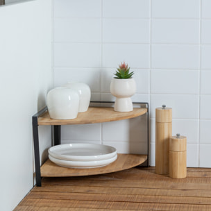 Étagère d'angle "Ordera" 2 niveaux noir