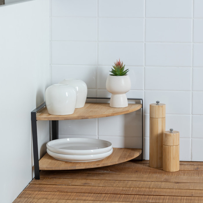 Étagère d'angle "Ordera" 2 niveaux noir