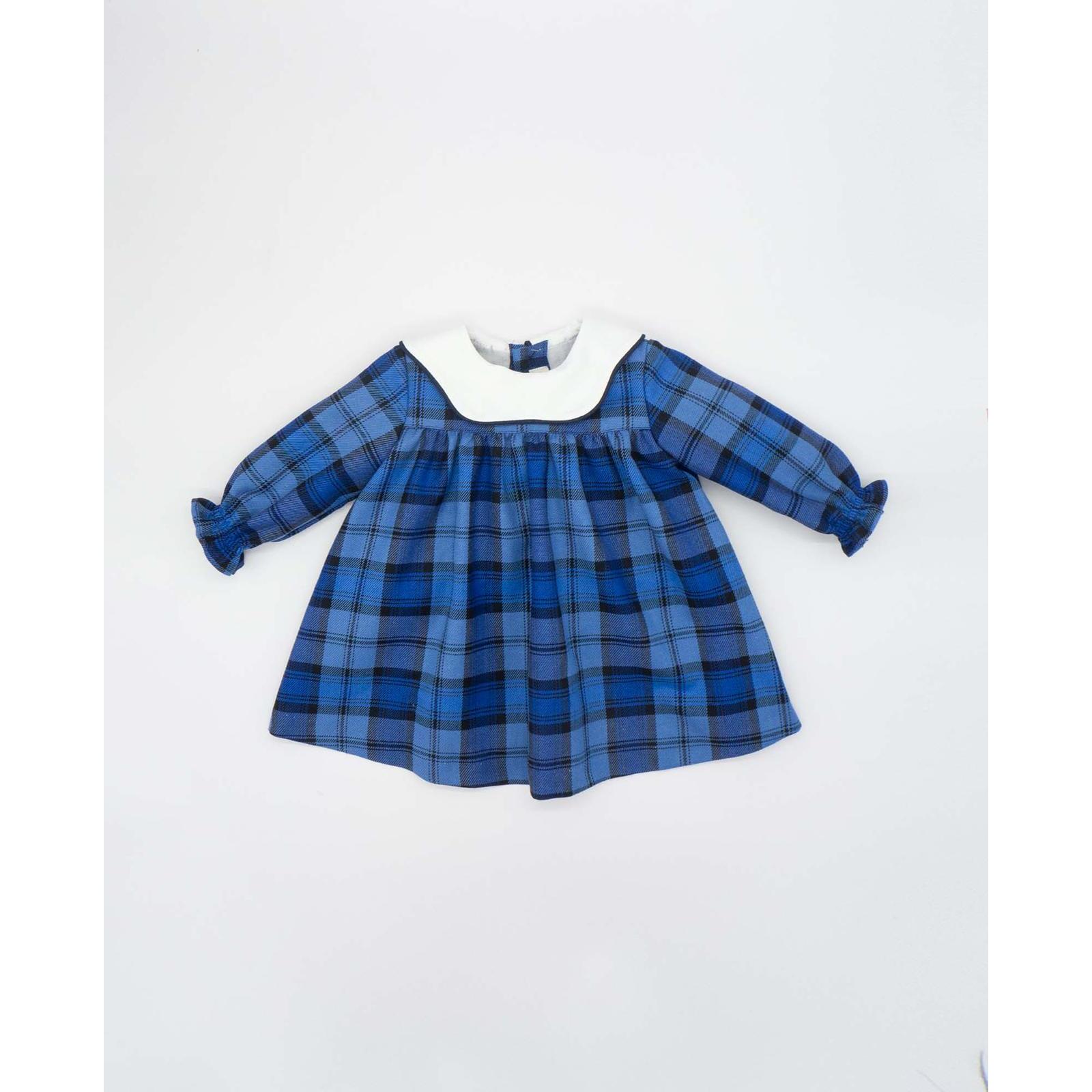 Vestido cuadros azules con cuello nube blanco