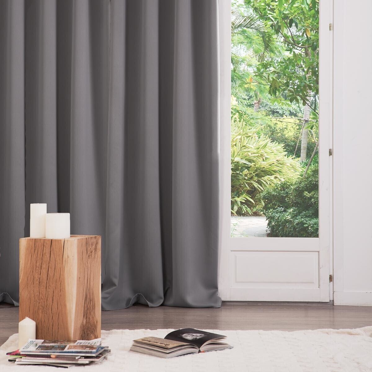 Lot de 2 rideaux occultants gris 135x240cm