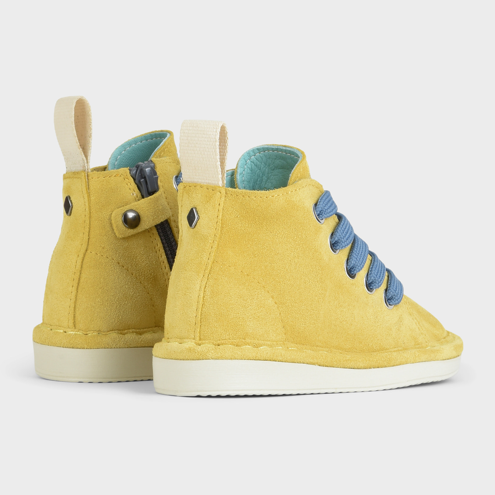 POLACCHINO P01 RAGAZZO IN SUEDE GIALLO-BLU DENIM