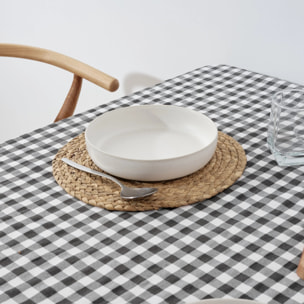 Nappe en tissu 100% coton Vichy Gris Foncé