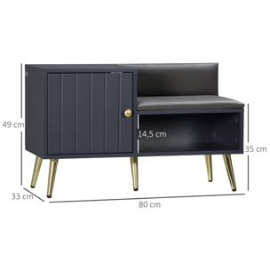 Banco Zapatero Mueble Zapatero con Asiento Cojín y Estante Abierto para 4 Pares de Zapatos Banco Zapatero para Entrada Recibidor Salón Pasillo 80x33x49 cm Gris