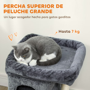 Árbol Rascador para Gatos, Árbol para Gatos 66 cm, Torre Escalador con Cama, 2 Cuevas, Poste de Sisal, Bola para Jugar, Gris Oscuro