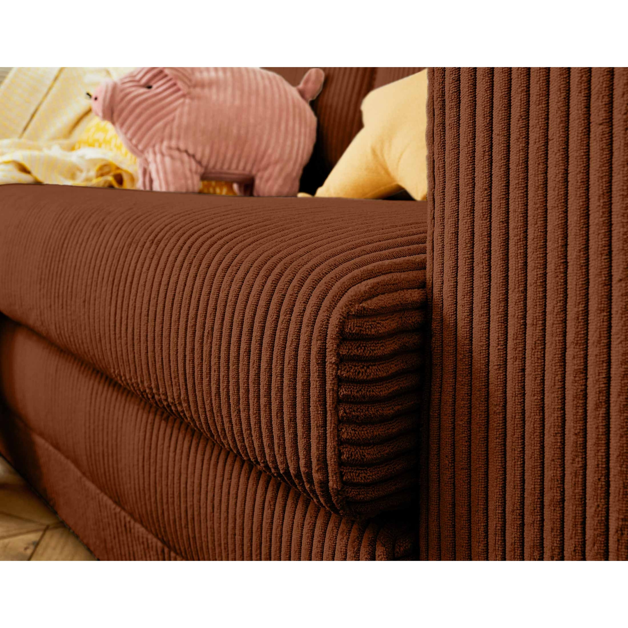 Marilia - canapé 2 places - convertible déplimousse - en velours côtelé - Terracotta