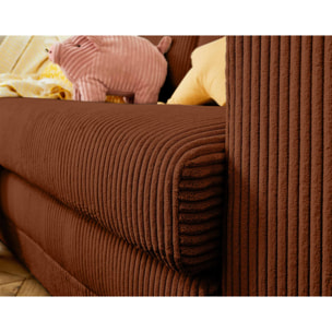 Marilia - canapé 2 places - convertible déplimousse - en velours côtelé - Terracotta