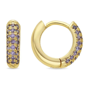 Pendientes acabado oro amarillo de 18k y Circonita Amatista