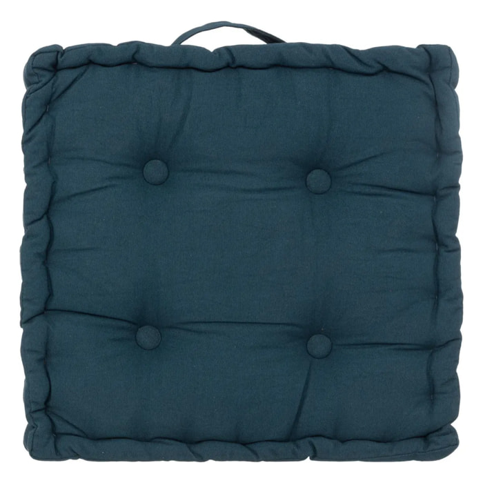 Coussin "Anjali" en coton 40x40cm bleu égéen