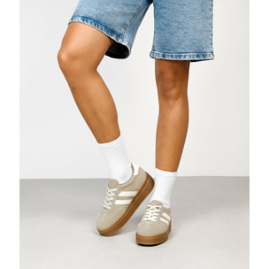 Zapatillas de plataforma beige y verde con cordones