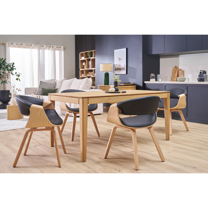 Chaise design noir et bois clair ARAMIS